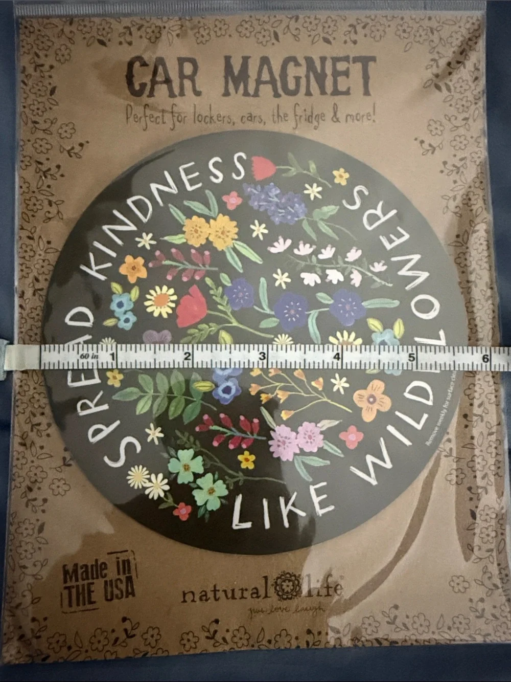NATURAL LIFE Black Floral 'Spread Kindness Like Wildflowers' Car Magnet
